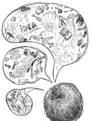 Men head with variety of thoughts