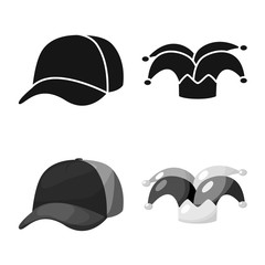 Obraz premium Vector design of clothing and cap icon. Set of clothing and beret stock vector illustration.