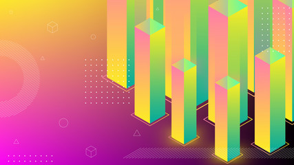 Modern abstract background with isometric element lines and beams. The background can be used for landing page websites and banners and posters.