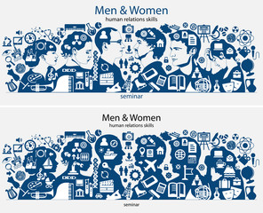 Professions, male and female. Society. Work.