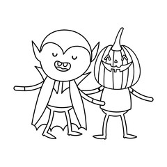 pumpkin costume and dracula kids trick or treat happy halloweenline design