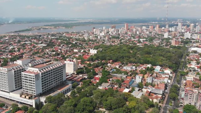 Asuncion capital of Paraguay (aerial view, drone footage)