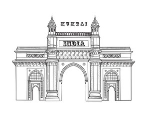 Fototapeta premium Mumbai city icon. Architectural symbol of Mumbai. Gateway of India. Indian architecture. Indian famous travel plalce.