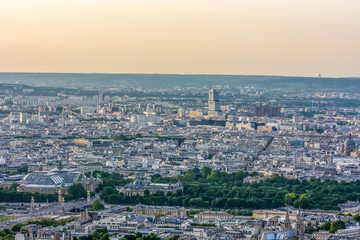 Fototapeta na wymiar Eiffel Tower Paris France beautiful sunset scenic view tres beau Paris Tour famous landmark building monument 