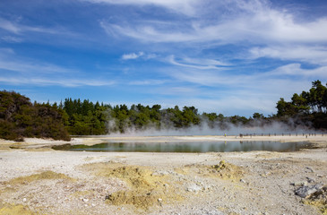 view of geo thermal park Waiotapu, New Zealand