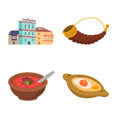 Vector design of Caucasus and traditions sign. Collection of Caucasus and attributes vector icon for stock.