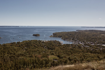 Overlooking Penobscot Bay from the summit of Mt Battie at Camden Hills Stat Park in Camden, Maine.  