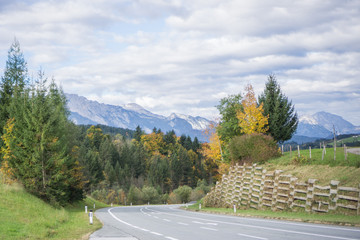Driving by the Austrian countryside Salzburg to the famous Hallstatt village on this beautiful day. 