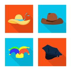 Vector design of fashion and profession symbol. Collection of fashion and cap vector icon for stock.