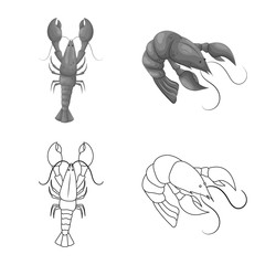 Vector illustration of appetizer and ocean symbol. Set of appetizer and delicacy vector icon for stock.