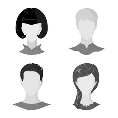 Vector design of character and profile sign. Collection of character and dummy stock symbol for web.