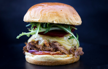 Slow Cooked Pork Shoulder Hamburger with vegetable