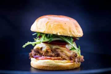 Slow Cooked Pork Shoulder Hamburger with vegetable