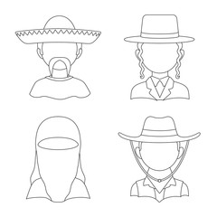 Vector design of imitator and resident sign. Set of imitator and culture stock symbol for web.