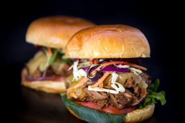 Slow Cooked Pork Shoulder Hamburger with vegetable