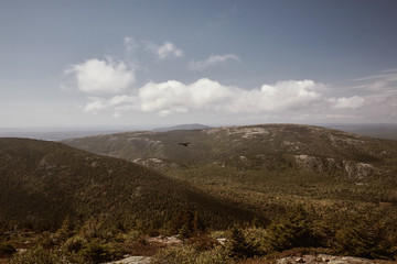 View of Jordan Pond from Cadillac Mountain in Acadia National Park on Mount Desert Island, Maine.  