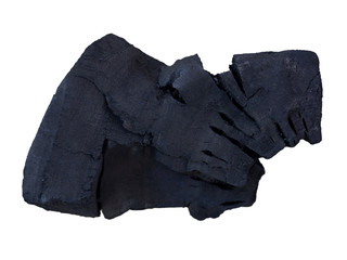 raw black coal on white background. (clipping path)