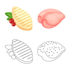 Vector illustration of product and poultry icon. Collection of product and agriculture stock symbol for web.