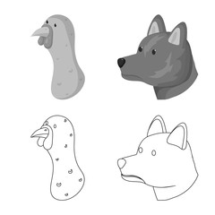 Isolated object of agriculture and breeding symbol. Set of agriculture and organic stock symbol for web.