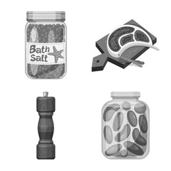 Isolated object of salt and food sign. Set of salt and mineral stock vector illustration.