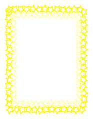 Yellow Star Shaped Border Frame Template with White Opacity Background