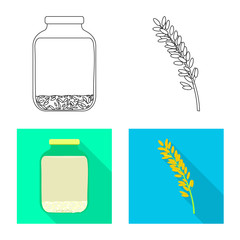 Vector design of crop and ecological sign. Set of crop and cooking stock vector illustration.