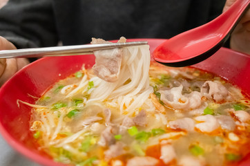 Thai noodles at restaurant