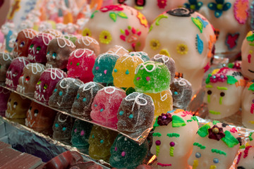 Skull-shaped jelly beans, typical of the day of the dead holiday