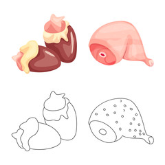 Isolated object of product and poultry sign. Set of product and agriculture stock vector illustration.