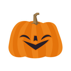 Cute pumpkin illustration. Halloween funny character. Flat vector.
