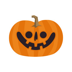 Cute pumpkin illustration. Halloween funny character. Flat vector.