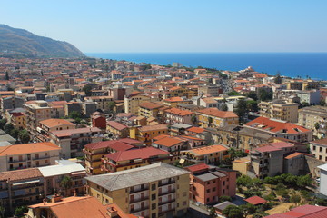 Fototapeta na wymiar city of Amantea seen from above, with sea and coast