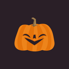 Cute pumpkin illustration. Halloween funny character. Flat vector.