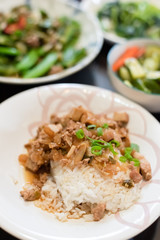 Chinese braised pork on rice