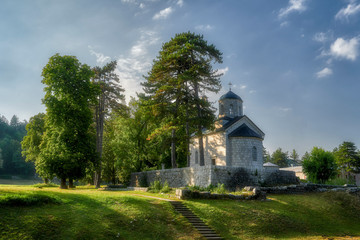 Fototapeta na wymiar Montenegro, Cetinje - The Church on Cipura is a small stone church, built in 1890 by King Nicholas