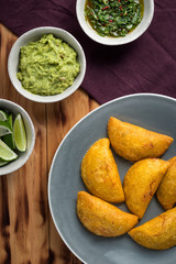 Golden brown Turnovers (Empanadas) with Meat Filling
