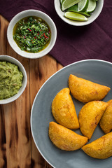 Golden brown Turnovers (Empanadas) with Meat Filling