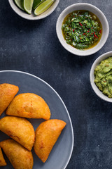 Golden brown Turnovers (Empanadas) with Meat Filling