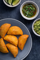 Golden brown Turnovers (Empanadas) with Meat Filling