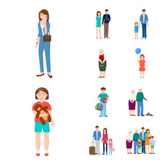 Obraz premium Isolated object of family and people sign. Collection of family and avatar stock vector illustration.