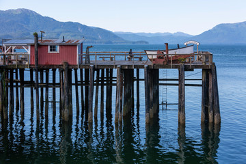 Old wooden dock at Icy Strait Point, Alaska