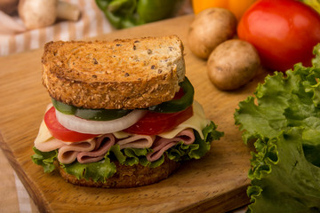 sandwich with cheese and vegetables