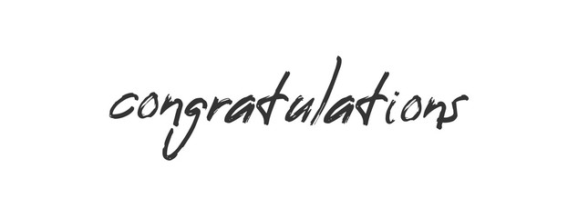 Congratulations handwritten text, vector congrats typographic sign.