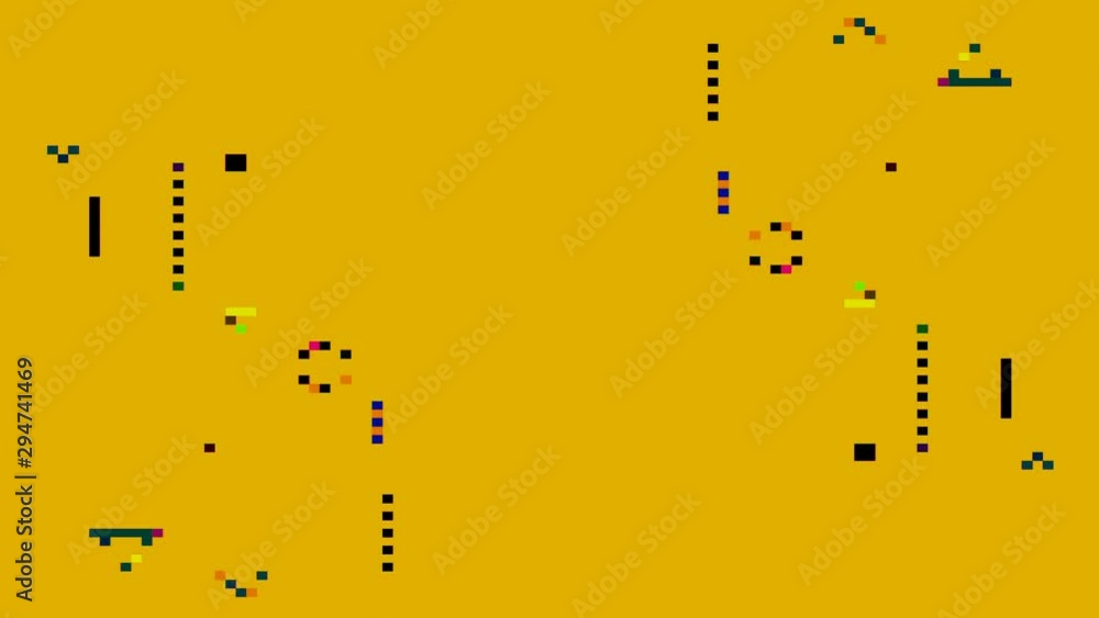 Poster pixelated fun geometrical figures loop colored motion background