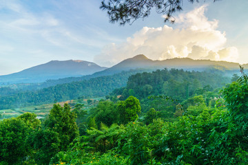 The view to Gede-Pangrango national park in Bogor , Indonesia