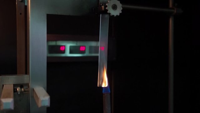 UL94 test on vertical burning test of plastic material on laboratory