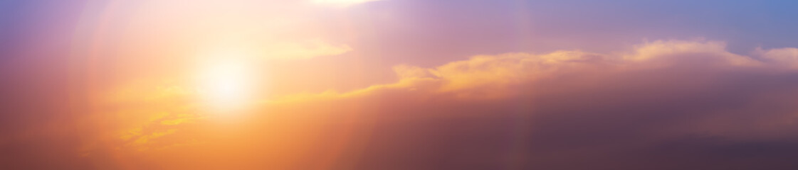 Fototapeta premium Romantic sky background with sun and clouds