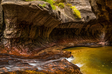 The Subway, a famous Destination of the Emerald Pools Back Country Hiking Trail in Zion National Park/USA