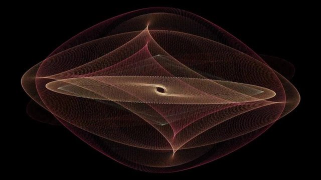 Slowly evolving Lissajous curve created from parametric equation appears and fades to black