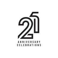 21 Years Anniversary Celebration Vector Template Design Illustration - obrazy, fototapety, plakaty